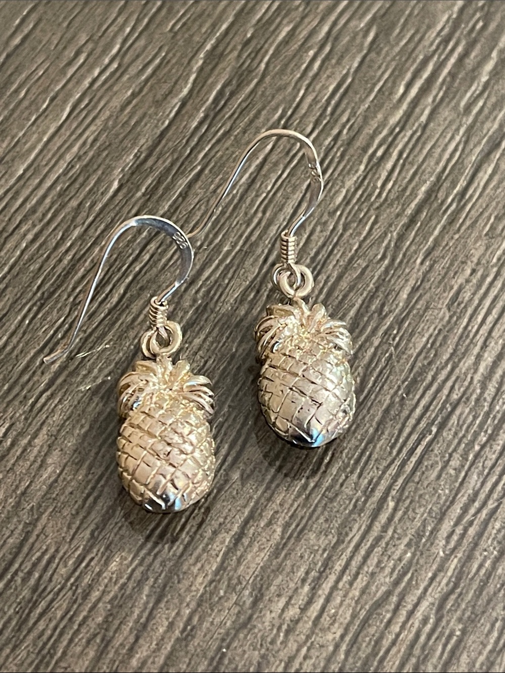 Adorably Sweet Sterling Silver Pineapple Drop Earrings Fish Hook Drop Earrings